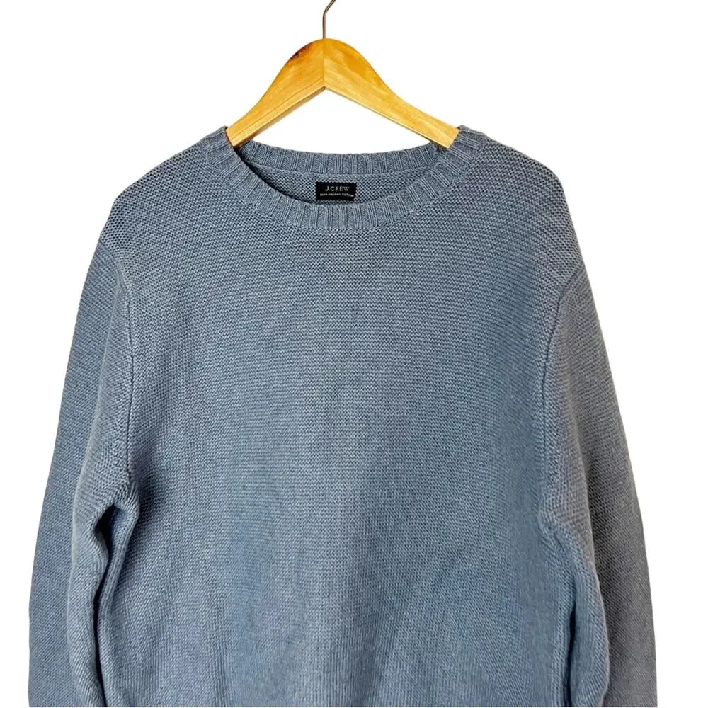SZ L J. Crew Blue Thick Warm Winter 100% Organic Cotton Sweater